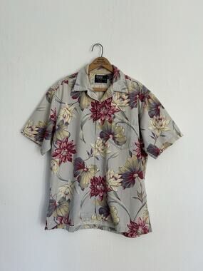 Vintage Polo Ralph Lauren Loop Collar Hawaiian Shirt Size M USA Made Cotton